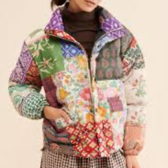 Found x Free People Mixed Print Garden Puffer Jacket - Picture 3 of 7